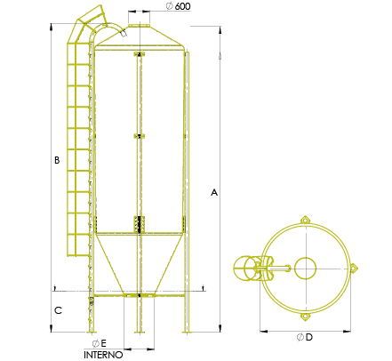 schema Silos MON (para productos con peso espec. 700 KG/M³)