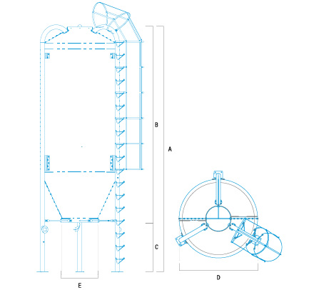 schema Silos VPD preforati per insilati con peso spec 700, 1100 e 1500 KG/M³