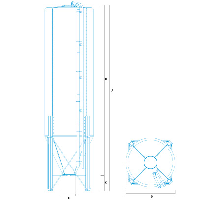 schema Silos VPD preforati per insilati con peso spec 700, 1100 e 1500 KG/M³