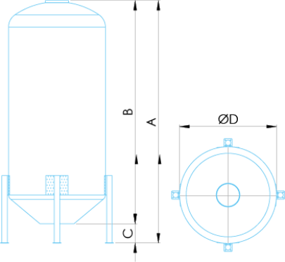schema Modèle avec fond conique de 40°