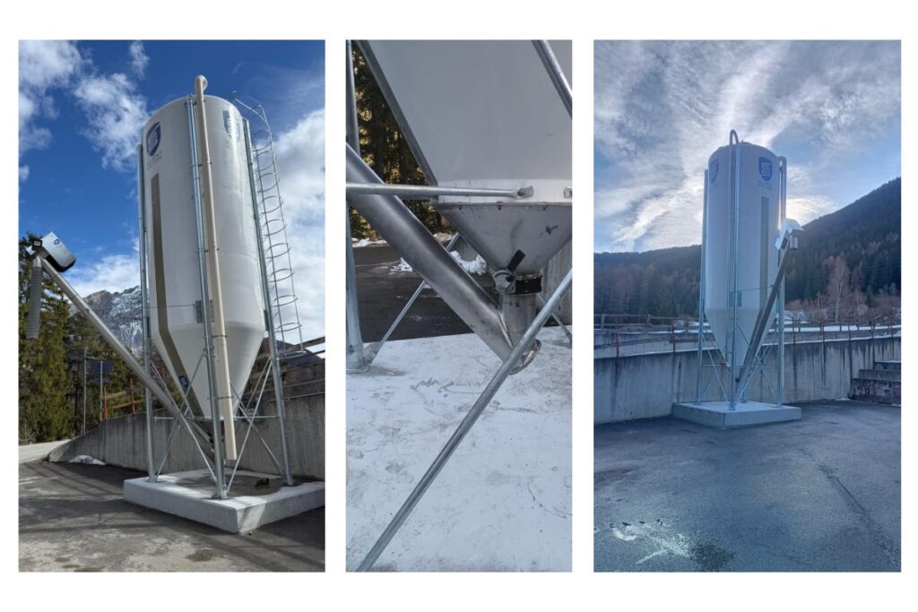 Installazione silos per il sale a Livigno presso Global Service